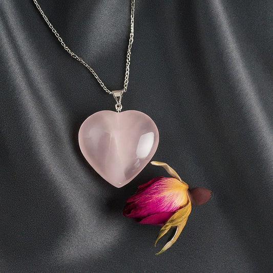 Rose Quartz Heart Pendant | Genuine Gemstone, Love, Self-Love, Relationships