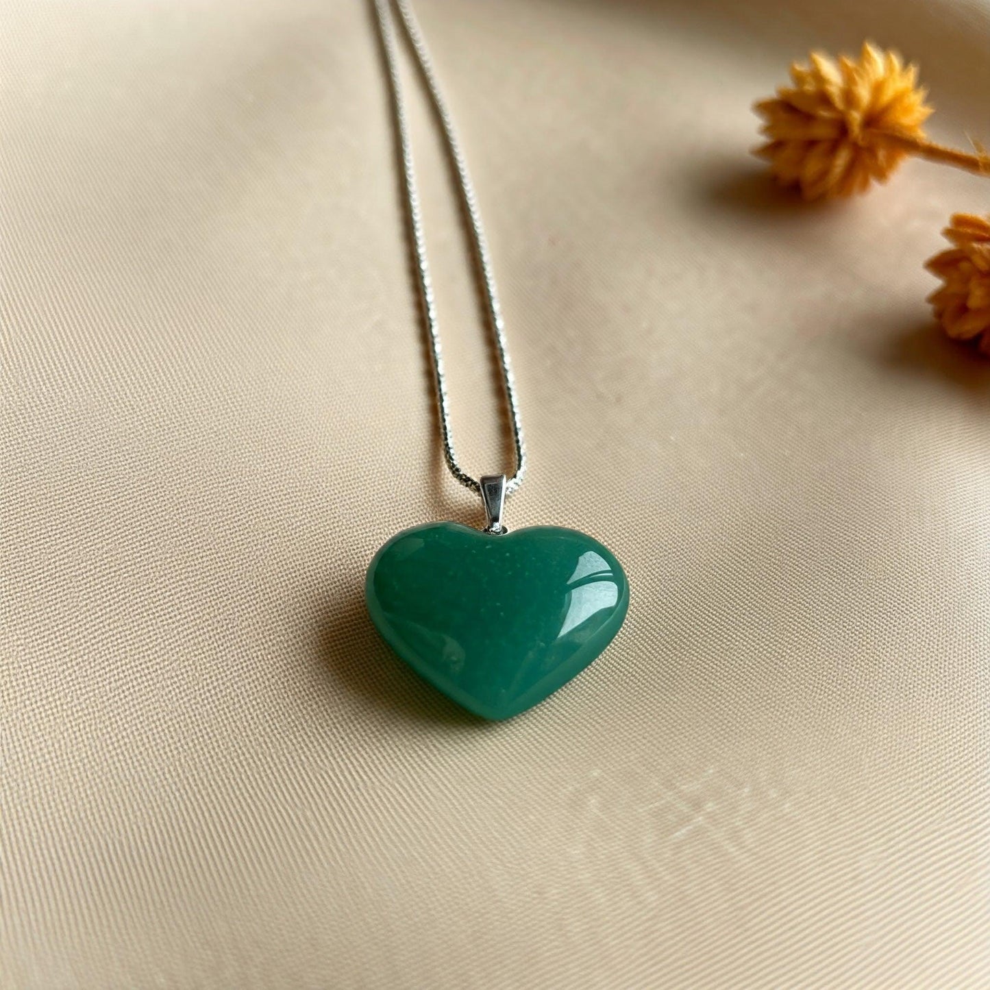 Green Aventurine Heart Pendant | Authentic Healing Crystal for Prosperity & Emotional Balance