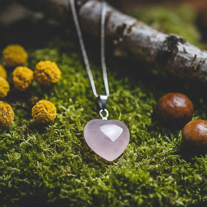 Rose Quartz Heart Pendant | Genuine Gemstone, Love, Self-Love, Relationships