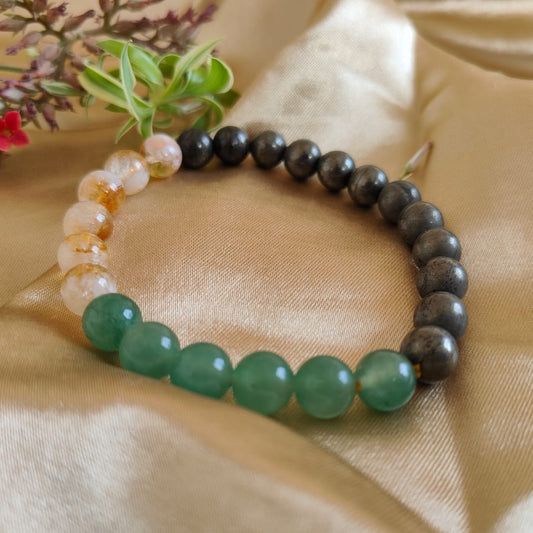 Green Aventurine, Citrine & Pyrite Combination for Abundance & Luck Bracelet | Prosperity & Success Bracelet