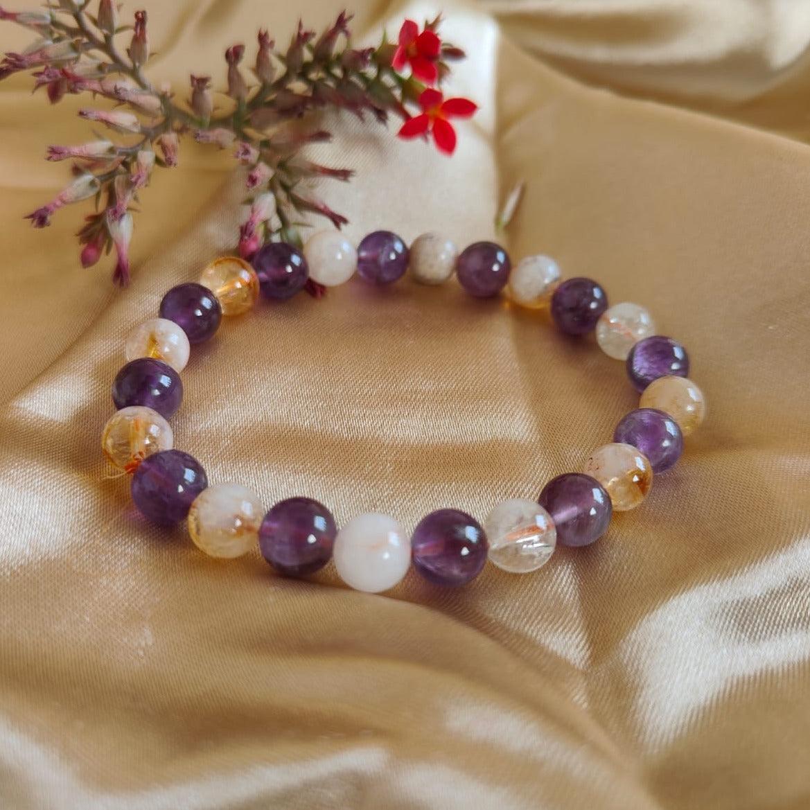 Amethyst & Citrine Combination Bracelet | Natural Gemstone Jewelry for Balance, Abundance, Positivity & Style