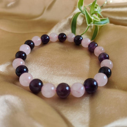 Rose Quartz & Amethyst Bracelet | Cultivate Inner Peace, Love & Abundance