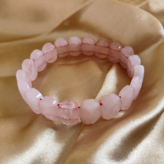 Rose Quartz Faceted Bracelet | Natural Gemstone for Love, Harmony & Beauty