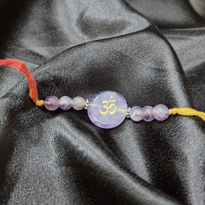 Amethyst Crystal Rakhi | Gift your Brother Spiritual Energy & Protection, Handmade Natural Gemstone Rakhi, Perfect for Raksha Bandhan