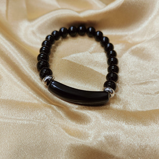 Black Obsidian Arc Top Bracelet | Protective Gemstone Bracelet for Grounding & Clarity