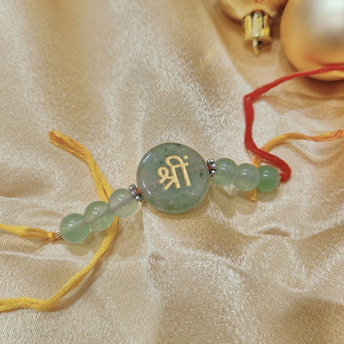 Green Aventurine Crystal Rakhi | Lucky Gemstone Rakhi for Prosperity & Growth