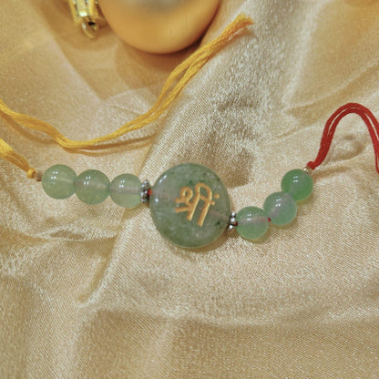 Green Aventurine Crystal Rakhi | Lucky Gemstone Rakhi for Prosperity & Growth