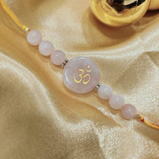 Rose Quartz Crystal Rakhi | Healing Gemstone Rakhi for Love & Positivity