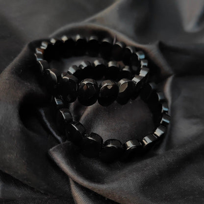 Black Obsidian Faceted Bracelet | Protection, Grounding & Sleek Style