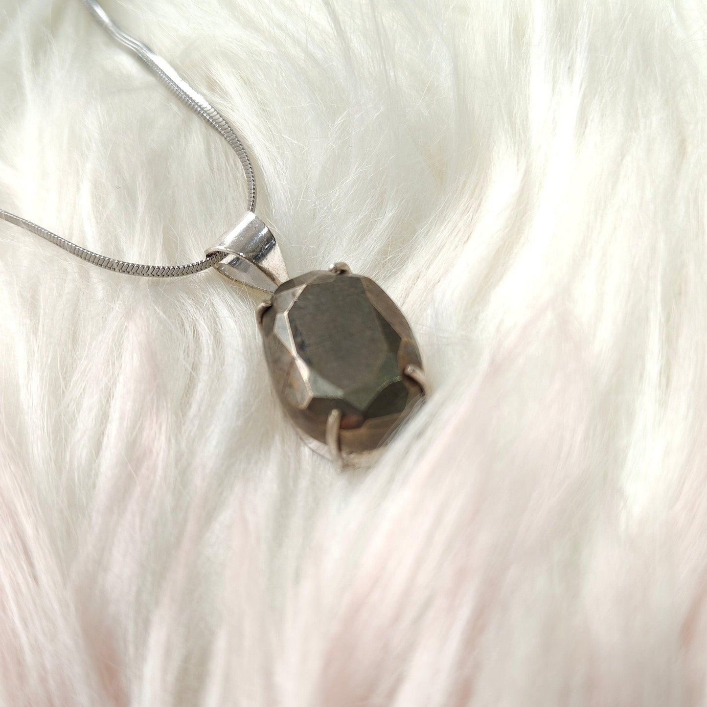 Pyrite Oval Pendant | Wealth, Protection & Positive Energy Crystal Necklace