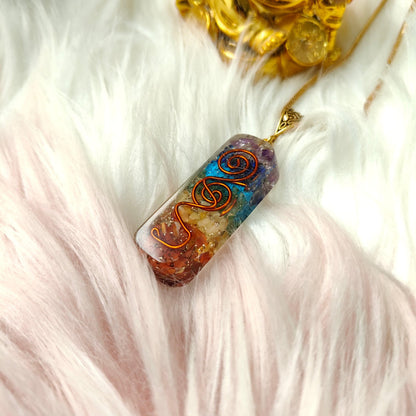 Seven Chakra Orgone Pendant | Energy Balancing, Healing & Positive Vibes Crystal Necklace