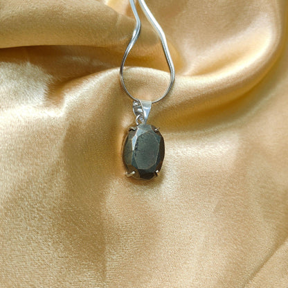 Pyrite Oval Pendant | Wealth, Protection & Positive Energy Crystal Necklace