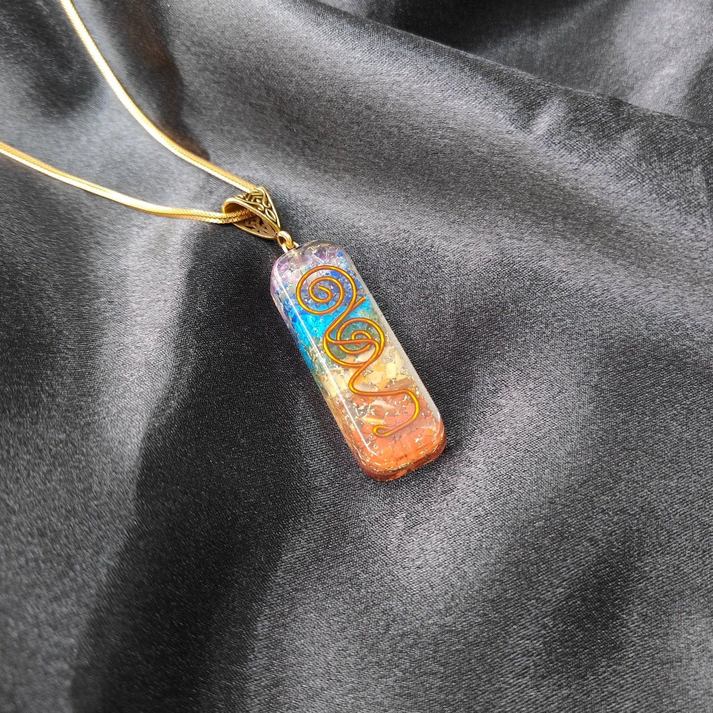 Seven Chakra Orgone Pendant | Energy Balancing, Healing & Positive Vibes Crystal Necklace