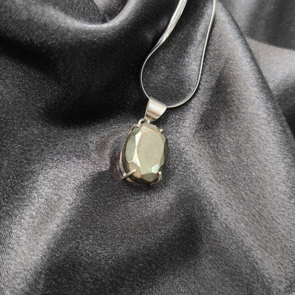 Pyrite Oval Pendant | Wealth, Protection & Positive Energy Crystal Necklace