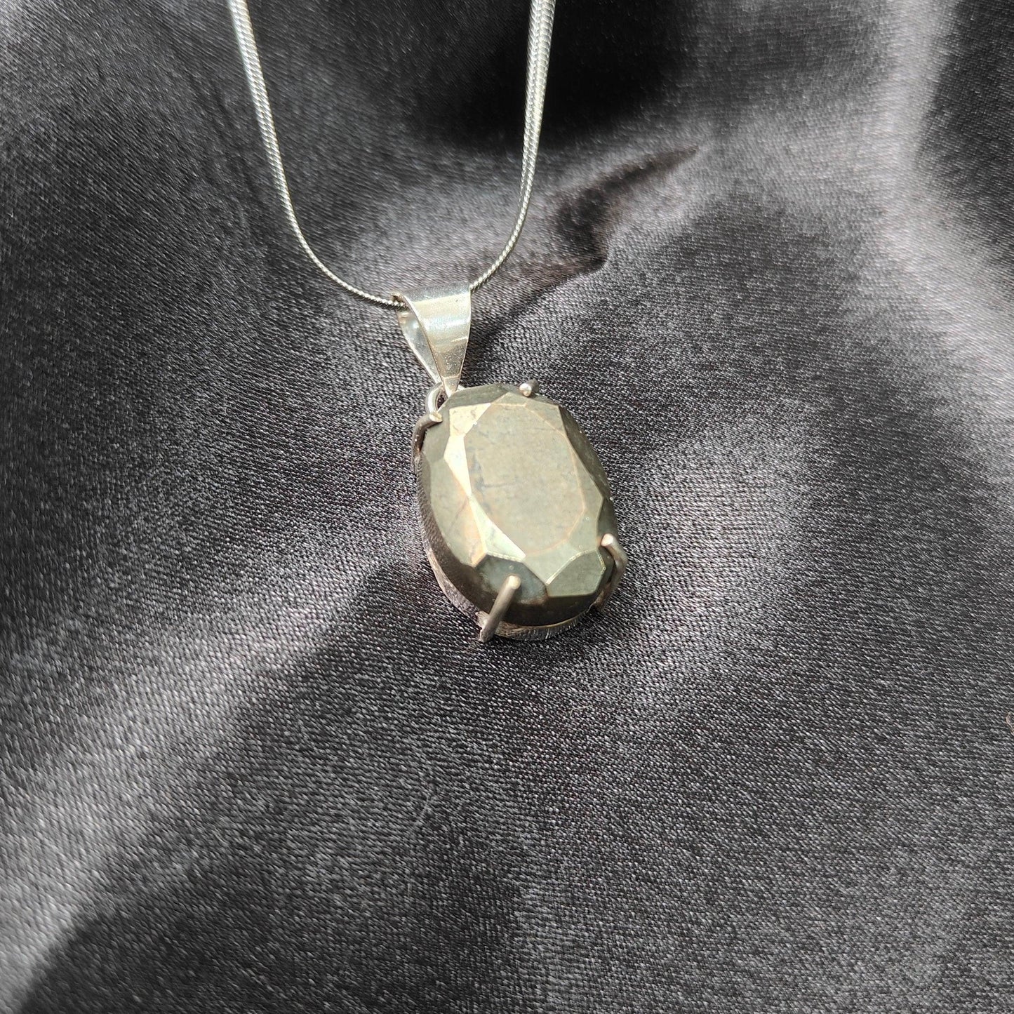 Pyrite Oval Pendant | Wealth, Protection & Positive Energy Crystal Necklace