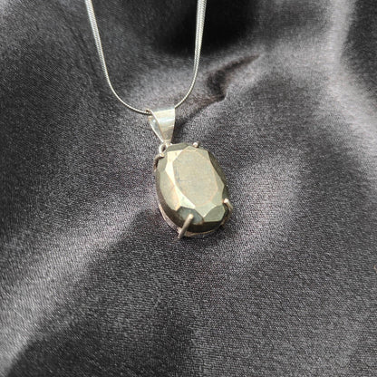 Pyrite Oval Pendant | Wealth, Protection & Positive Energy Crystal Necklace