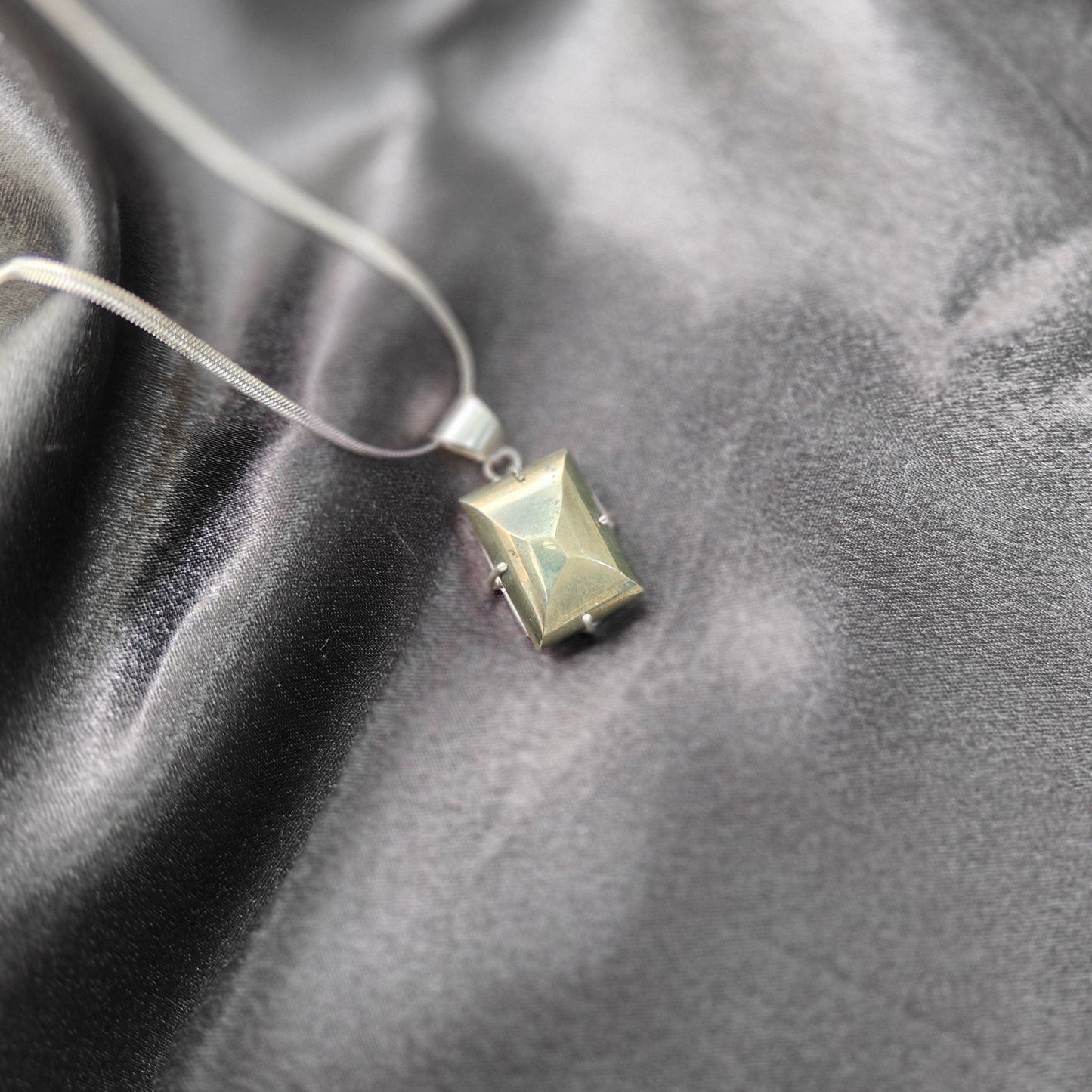 Pyrite Rectangular Pendant | Wealth, Protection & Energy Boosting Crystal Necklace