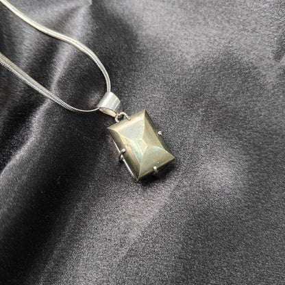 Pyrite Rectangular Pendant | Wealth, Protection & Energy Boosting Crystal Necklace