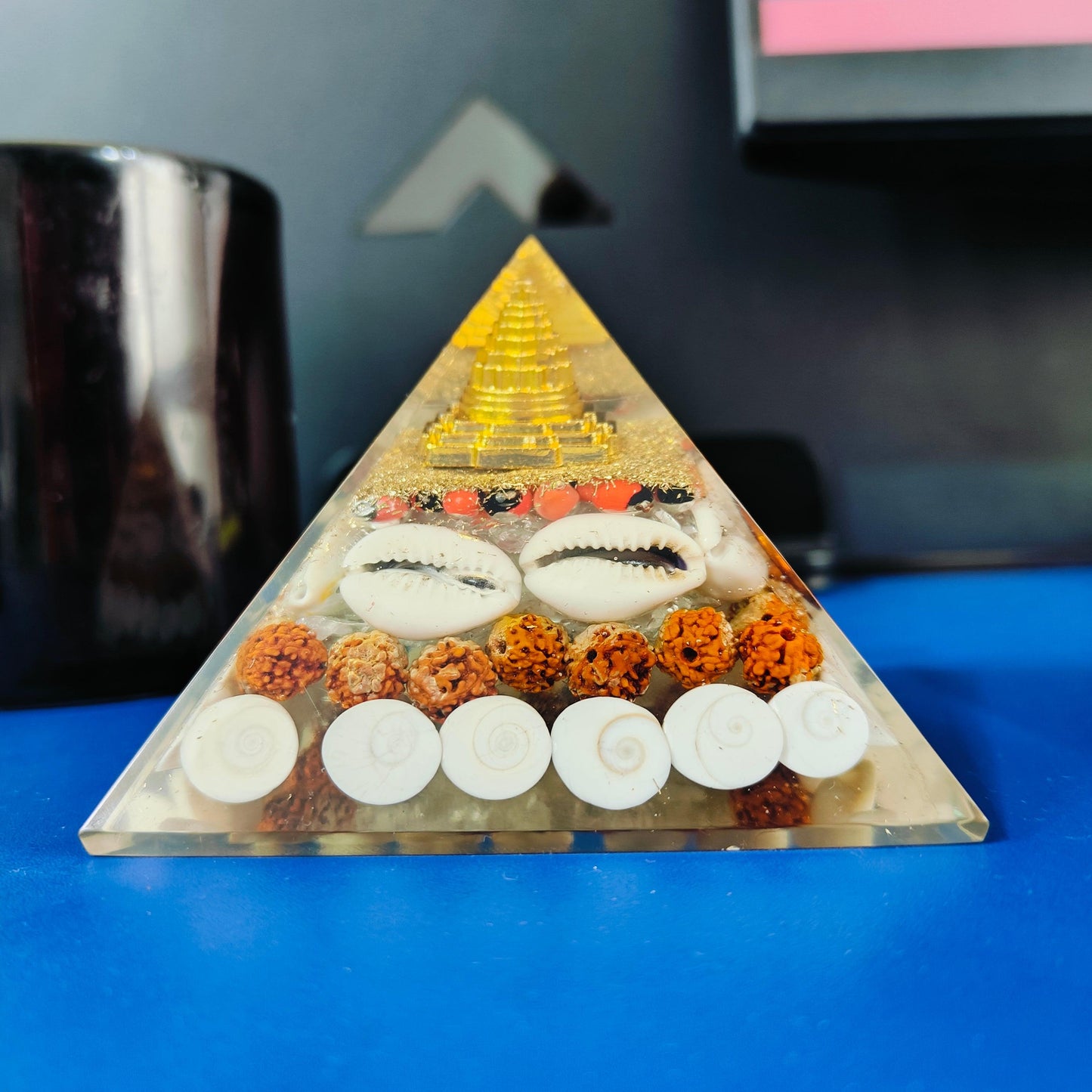 Dhan Laxmi Shree Yantra Crystal Pyramid | Symbol of Prosperity, Wealth, and Spiritual Growth in India