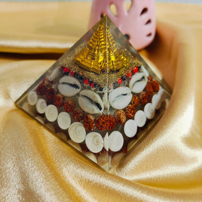 Dhan Laxmi Shree Yantra Crystal Pyramid | Symbol of Prosperity, Wealth, and Spiritual Growth in India