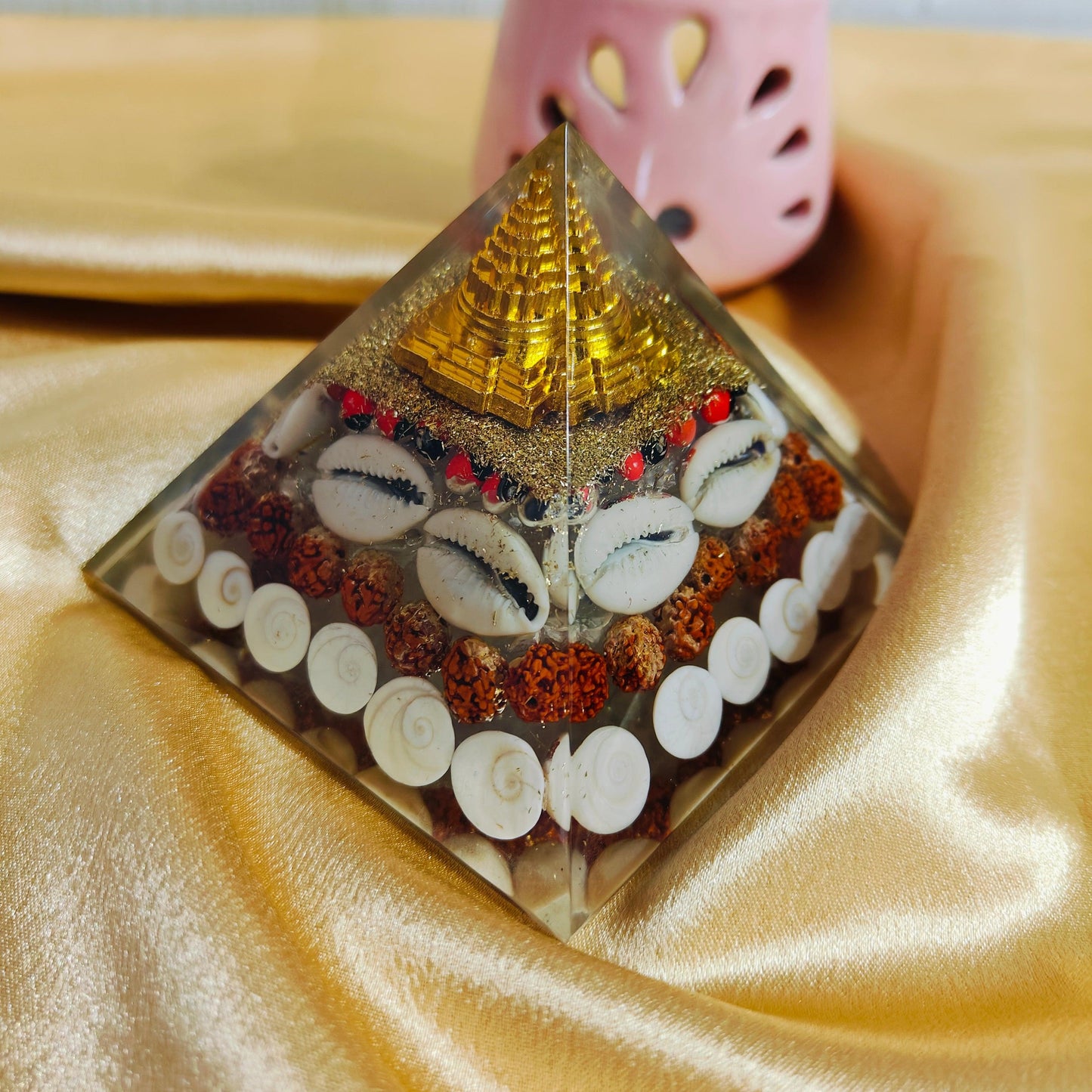 Dhan Laxmi Shree Yantra Crystal Pyramid | Symbol of Prosperity, Wealth, and Spiritual Growth in India