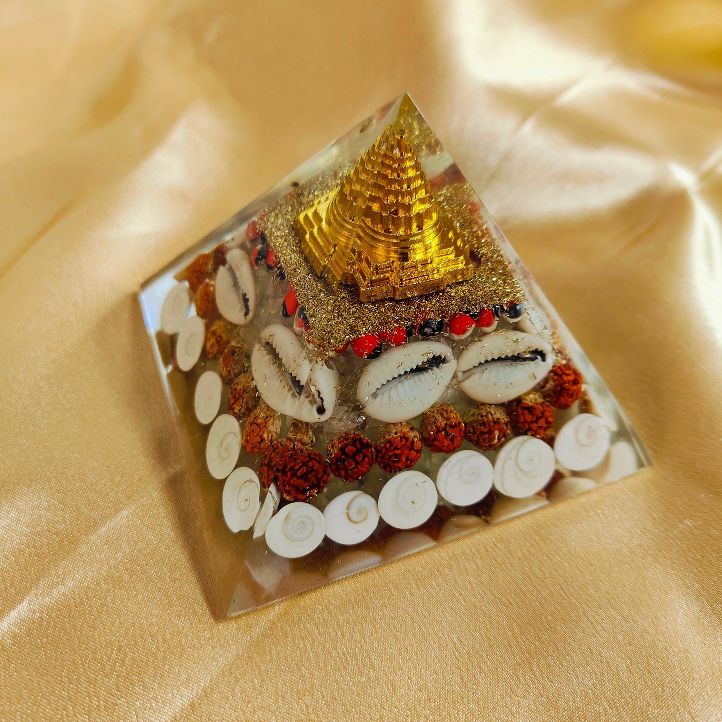 Dhan Laxmi Shree Yantra Crystal Pyramid | Symbol of Prosperity, Wealth, and Spiritual Growth in India