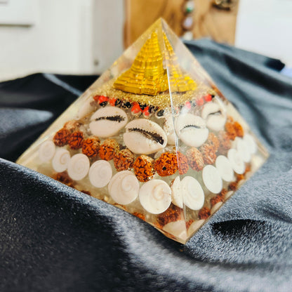 Dhan Laxmi Shree Yantra Crystal Pyramid | Symbol of Prosperity, Wealth, and Spiritual Growth in India