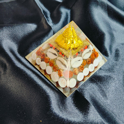 Dhan Laxmi Shree Yantra Crystal Pyramid | Symbol of Prosperity, Wealth, and Spiritual Growth in India