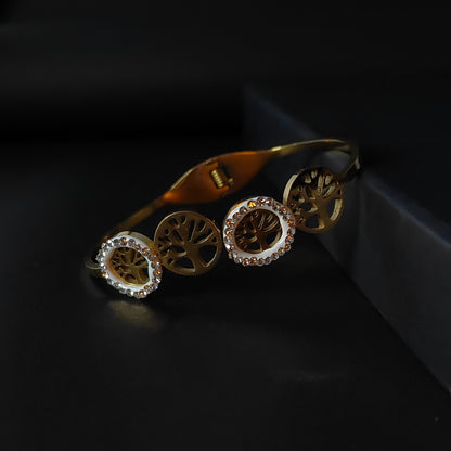 Golden Tree of Life Sparkle Bangle | Spiritual Chic Bangle for Women | Trendy Symbolic Jewellery