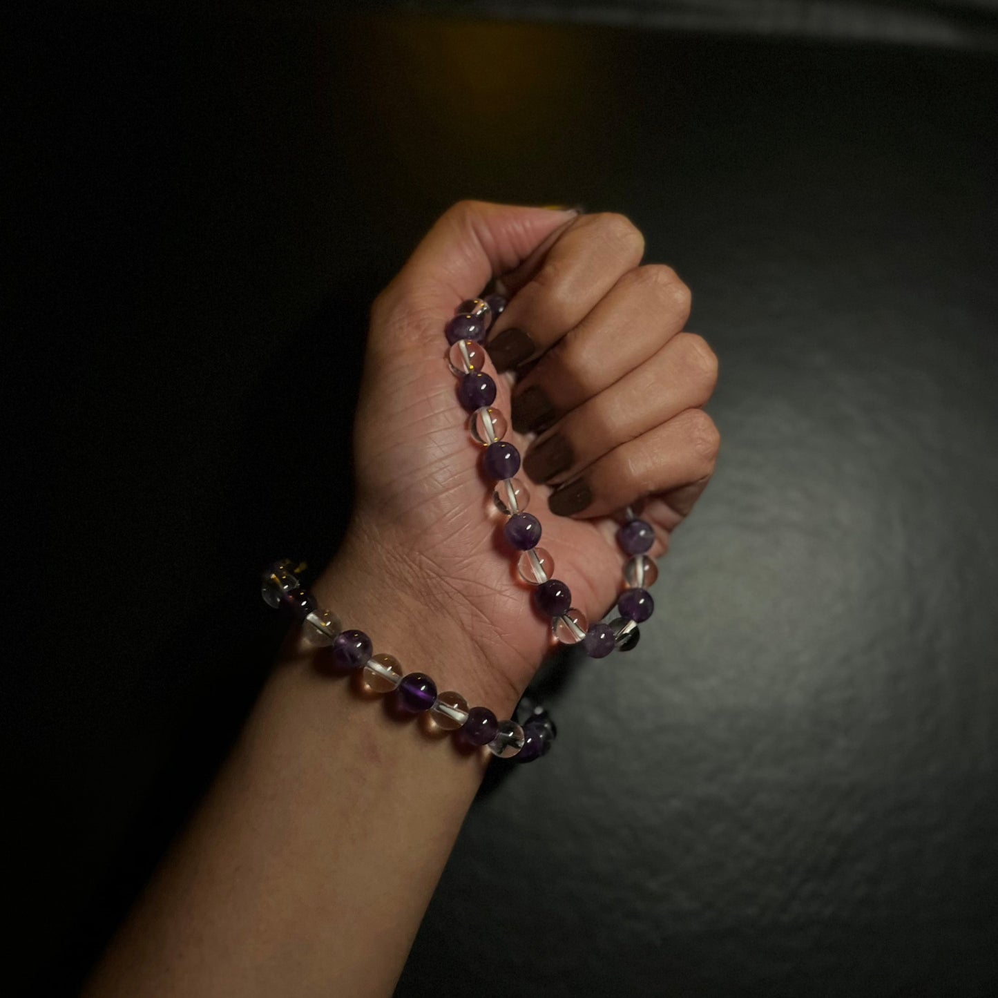 Amethyst & Clear Quartz Power Bracelet | Natural Gemstones for Harmony, Clarity & Style