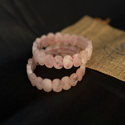 Rose Quartz Faceted Bracelet | Natural Gemstone for Love, Harmony & Beauty