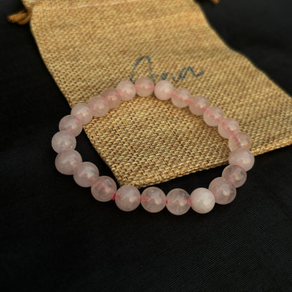 Rose Quartz Healing Crystal Bracelet | Natural Gemstone Jewelry for Love, Self-Care, and Positive Energy – Adjustable Chakra Bracelet for Women & Men