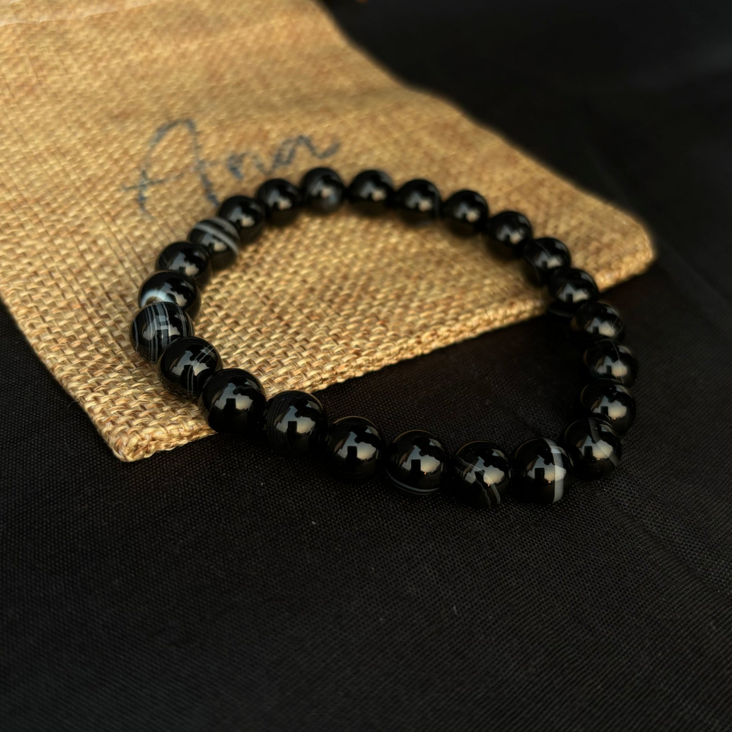 Sulemani Hakik Bracelet (Black Agate) | Natural Gemstone for Protection, Balance & Style