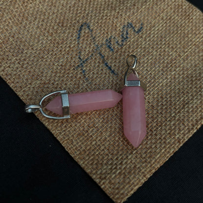 Rose Quartz Pencil Pendant | Genuine Gemstone Necklace for Love, Harmony & Delicate Style