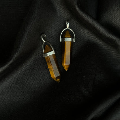 Tiger Eye Pencil Pendant | Natural Gemstone Pendant for Protection, Confidence & Style