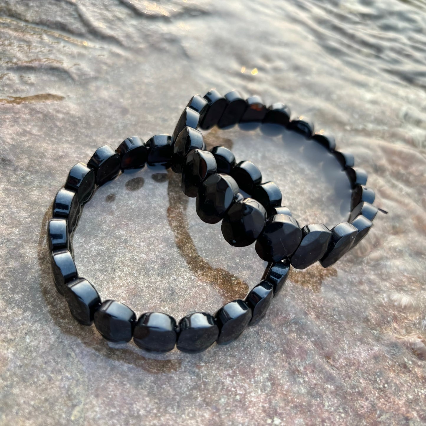 Black Obsidian Faceted Bracelet | Protection, Grounding & Sleek Style