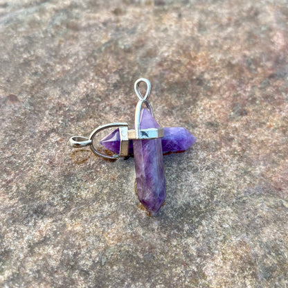 Amethyst Pencil Pendant | Natural Gemstone Pendant for Creativity, Focus & Quirky Style