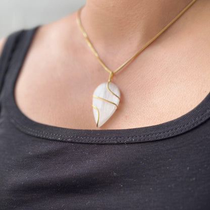 Selenite Crystal Pendant | Natural Healing Stone for Clarity, Purity & Spiritual Growth