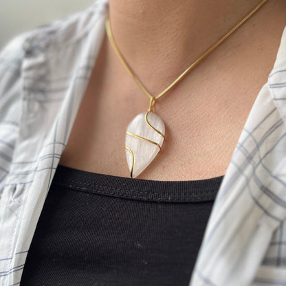 Selenite Crystal Pendant | Natural Healing Stone for Clarity, Purity & Spiritual Growth