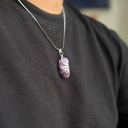 Amethyst Raw Crystal Pendant | Natural Healing Stone for Calm, Clarity & Spiritual Growth