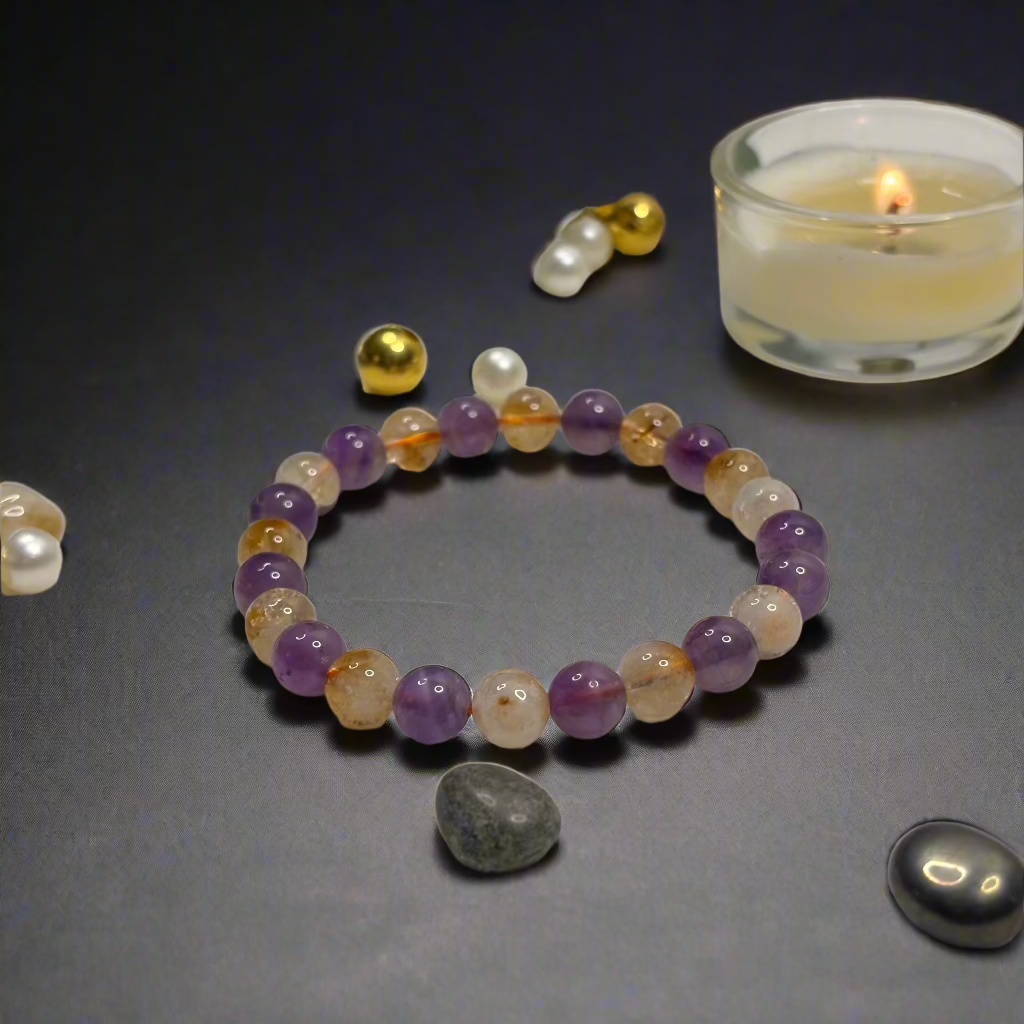 Amethyst & Citrine Combination Bracelet | Natural Gemstone Jewelry for Balance, Abundance, Positivity & Style