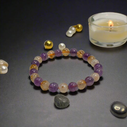 Amethyst & Citrine Combination Bracelet | Natural Gemstone Jewelry for Balance, Abundance, Positivity & Style