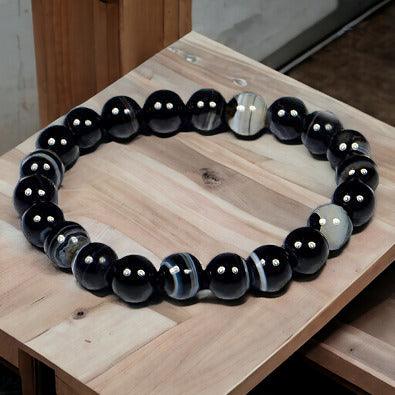 Sulemani Hakik Bracelet (Black Agate) | Natural Gemstone for Protection, Balance & Style