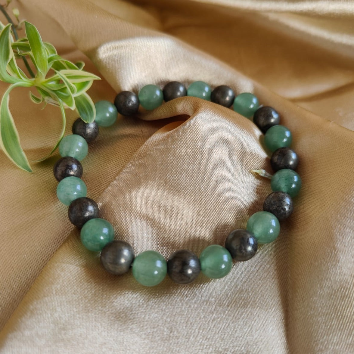 Green Aventurine & Pyrite Combination Bracelet | Natural Gemstone Jewelry for Abundance, Luck & Style