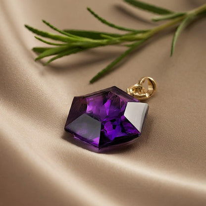 Amethyst Hexagonal Pendant | Natural Gemstone Necklace for Positive Energy & Modern Style