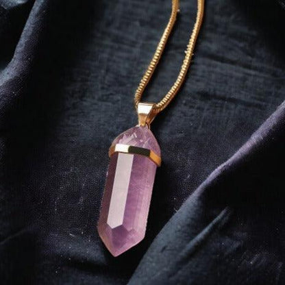 Amethyst Pencil Pendant | Natural Gemstone Pendant for Creativity, Focus & Quirky Style