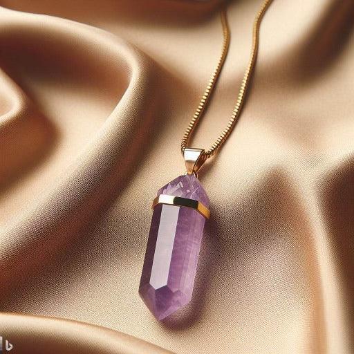 Amethyst Pencil Pendant | Natural Gemstone Pendant for Creativity, Focus & Quirky Style