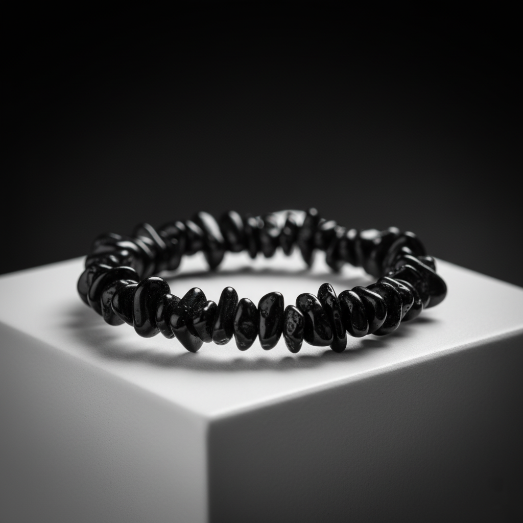 Black Obsidian Bracelet for Protection & Grounding | Handcrafted Chips Beads Design | Healing Crystal Energy Bracelet for Men & Women