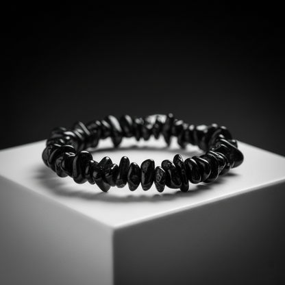 Black Obsidian Bracelet for Protection & Grounding | Handcrafted Chips Beads Design | Healing Crystal Energy Bracelet for Men & Women