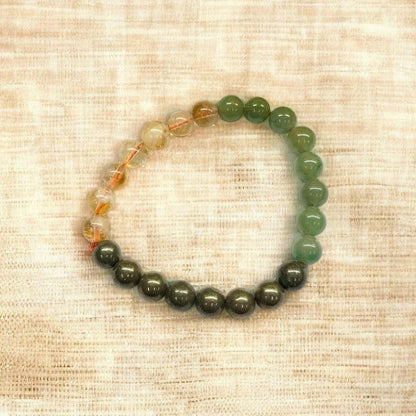 Green Aventurine, Citrine & Pyrite Combination for Abundance & Luck Bracelet | Prosperity & Success Bracelet